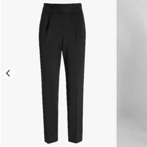 Express High Waisted Supersoft Double Knit Pull-On Ankle Pant - Pitch Black